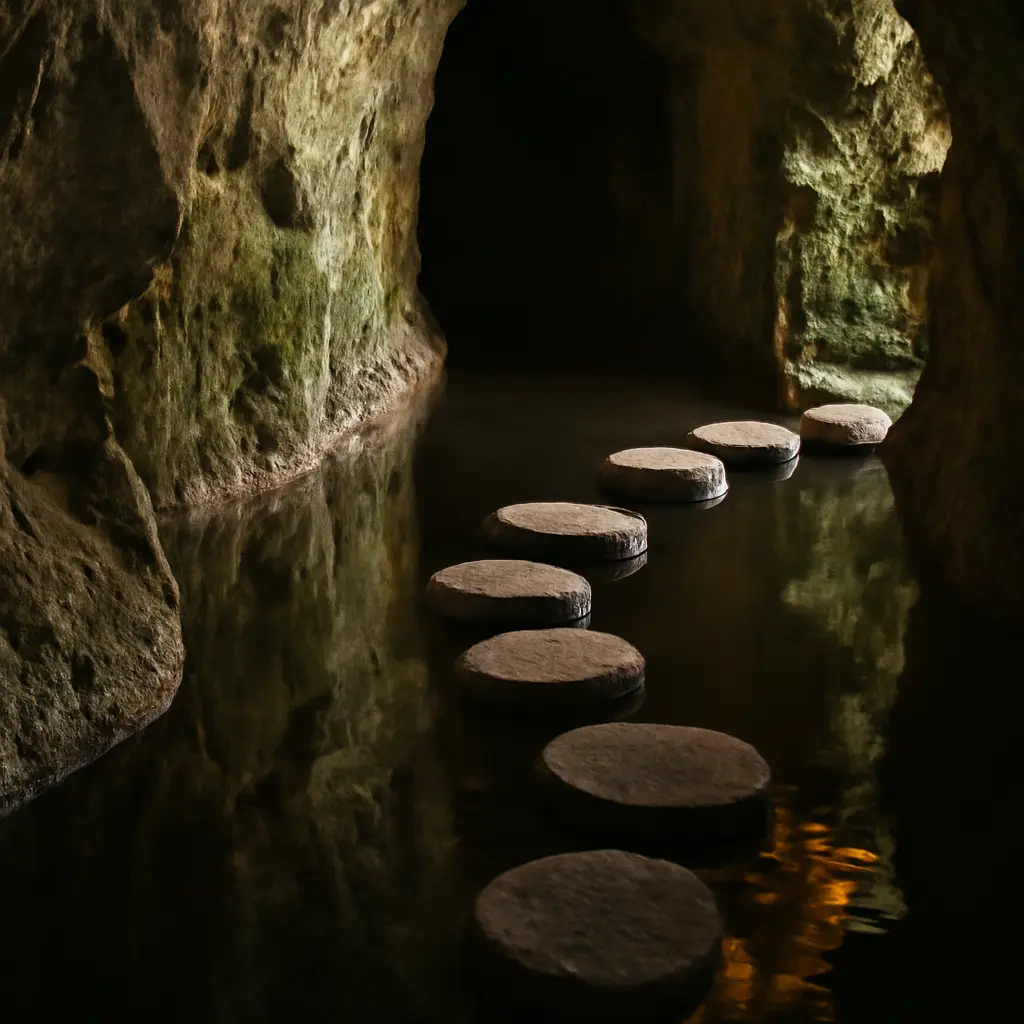 Geheime tunnels regaleira - Van de initiatieput naar het meer